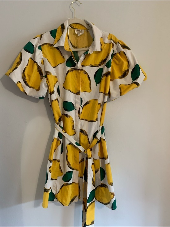 Her Destiny Dresses & Skirts - HER DESTINY Button-Front Lemon Print Shirt Dress with Self Tie